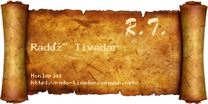 Radó Tivadar névjegykártya